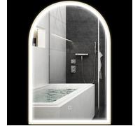 Miroir de salle de bain LED - HOMCOM - 90 x 60cm - lumière réglable 3 couleurs, anti-buée, interrupteur tactile - doré