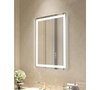 Miroir de salle de bain LED Miroir cosmétique - 3 couleurs, montage mural, 50x70cm - Miroir lumineux de haute qualité pour la salle de bain et la cosmétique