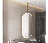 Miroir de Salle de Bain LED Ovale à Fixer au Plafond avec Barre de Suspension, écran Tactile, intensité Variable, pour la Maison ou l'hôtel - Or(40cmx60cm)