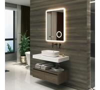 Miroir de salle de bain LED 'Racale' avec 120 LED cadre en aluminium 60 x 80 cm blanc