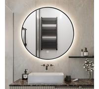 Miroir de salle de bain LED rond 80cm cadre rétroéclairé Laugarv XL