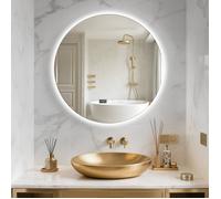Miroir de Salle de Bain - LED Ronde - Fonction Anti-buée - Trois Couleurs - 60 x 60 cm