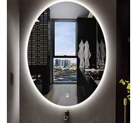 Miroir de salle de bain LED sans buée avec interrupteur tactile à intensité variable - Incassable - Idéal pour le maquillage et le toilettage - Technologie anti-buée pour une réflexion claire comme du