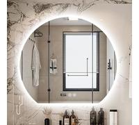 Miroir De Salle De Bain LED Semi-ular De 50 Cm, Miroir Mural Rétroéclairé, Miroir éclairé De Manière Irrégulière avec Lumière, Temps D’Affichage, Under Cut, 70cm(27.5in)