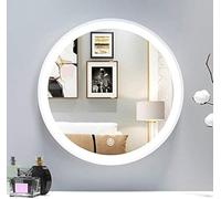 Miroir De Salle De Bain Lumière LED éclairée Miroir Mural Rond Haute Définition Étanche Et Anti-buée Cadre en Métal Commande Tactile pour Toilette Salon, White, 30 * 30cm