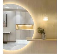 Miroir de salle de bain lumineux à LED 120 x 80 cm Miroir de maquillage moderne à intensité variable anti-buée avec contrôle tactile 3 températures de couleur Design sans cadre Forme demi-cercle droit