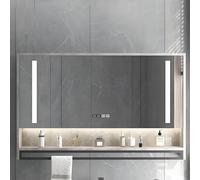 Miroir de salle de bain lumineux à LED avec bouton de désembuage - Gris - 60 x 12 x 75 cm - Design moderne pour un éclairage et un style améliorés