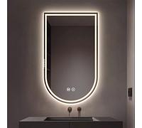 Miroir de salle de bain lumineux avec variateur d'intensité 3 modes de couleur sans cadre Design arche LED anti-buée Fixation murale 60 x 120 cm Moderne et élégant pour n'importe quelle salle de bain