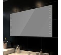 Miroir de Salle de Bain Lumineux LED 100 x 60 cm Blanc Chaud, Miroir Mural Design rectangulaire avec 30 LED Basse consommation, idéal Maquillage, Rasage, décoration Chambre et Salon
