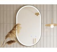 Vente-unique - Miroir de Salle de Bain Lumineux Ovale Anti buée avec Contour Noir - 50 x 80 cm - ALARICO