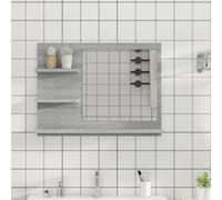 Miroir de Salle de Bain Maquillage Courtoisie Gris Béton Bois Ingénierie vidaXL
