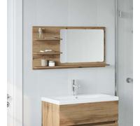 vidaXL Armoire à miroir de salle de bain chêne artisanal 90x11x45 cm avec étagère