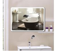 Miroir de salle de bain Mercury sans cuivre KELUODAE - Coins arrondis LCD - Blanc - LED - Aluminium - 50 cm