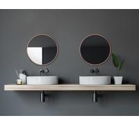 Miroir de salle de bain miroir de salle de bain Talos Noble Ø 60 cm - miroir mural rond avec cadre en aluminium cuivré de haute qualité