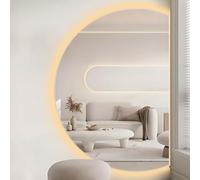Miroir de salle de bain moderne à intensité variable avec rétroéclairage demi-lune 3 couleurs LED antibuée et étanche interrupteur tactile (90 x 60 cm)