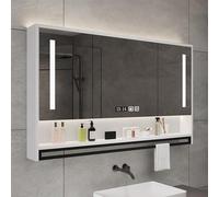 Miroir de salle de bain moderne à LED avec 3 portes, fixation murale, étagères Sto, capteur tactile et porte-serviettes, miroir Slish Vani pour salle de bain contemporaine