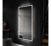 Miroir de salle de bain moderne avec éclairage LED 80x120 cm | Grand miroir mural pour couloir | Couleur LED : blanc froid 7000K | Interrupteur de rétro-éclairage : capteur | PIO049