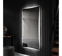 Miroir de salle de bain moderne avec éclairage LED 90x120 cm | Grand miroir mural pour couloir | Couleur LED : blanc froid 7000K | Interrupteur de rétro-éclairage : capteur | PIO077