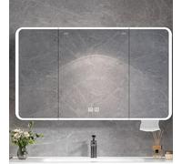 Miroir de salle de bain moderne en aluminium LED avec revêtement anti-buée Contrôle tactile intelligent Miroir lumineux Décoration de salle de bain Miroir de maquillage mural