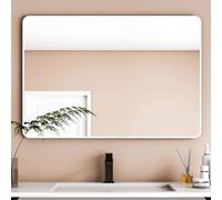 Miroir de salle de bain moderne facile à installer horizontal/vertical blanc 50 cm - Miroir mural élégant pour salle de bain, chambre à coucher et décoration d'entrée