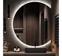 Miroir de salle de bain moderne rond LED sans cadre demi-cercle pleine longueur pour décoration murale entrée Accent 54 x 60 cm Solution d'éclairage élégante