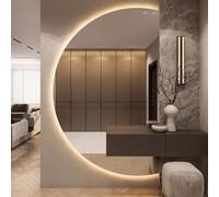 Miroir de salle de bain moderne sans cadre à LED anti-buée multifonction pour chambre à coucher, salon, commode, coupe droite (88,9 x 61 cm)