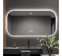 Miroir de salle de bain mural à LED intelligent anti-buée avec contrôle tactile à intensité variable - Miroir rectangulaire d'angle arrondi - 60 x 80 cm - Idéal pour salles de bains modernes