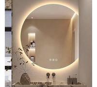 Miroir de salle de bain mural anti-buée à DEL de 101,6 cm à intensité variable, design demi-cercle rétroéclairé anti-explosion, parfait pour les salles de bains modernes, 80 cm en option disponible