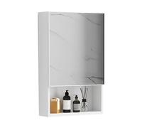 Miroir de Salle de Bain Mural avec Porte Simple et étagères de Rangement, Design rectangulaire pour l'organisation de la Salle de Bain (Bianco 50 x 65 x 11 cm)
