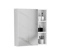 Miroir de salle de bain mural avec porte simple et étagères de rangement, design rectangulaire pour l'organisation de la salle de bain