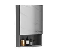 Miroir de salle de bain mural avec porte simple et étagères de rangement, design rectangulaire pour l'organisation de la salle de bain