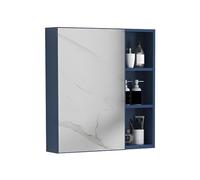 Miroir de Salle de Bain Mural avec Porte Simple et étagères de Rangement, Design rectangulaire pour l'organisation de la Salle de Bain (Bleu 40 x 65 x 11 cm)
