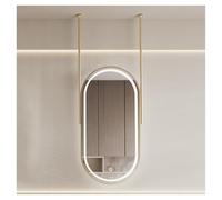 Miroir de Salle de Bain Mural en Acier Inoxydable avec éclairage LED et Cadre métallique, idéal pour Le Rasage, Le Maquillage, Les Toilettes, l'entrée, Le Magasin et l'hôtel (doré, 50 x 80 cm)