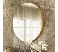Miroir de Salle de Bain Mural, Miroir Mural Rond, Miroir de courtoisie, Miroir de Mode Moderne, Cadre en métal for Coiffeuse, Salle de Bain ou Chambre à Coucher(Black,60cm)