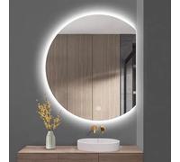 Miroir De Salle De Bain Mural Rétroéclairé éclairé Illumié, Miroir De Vaity LED Irrégulier, Sigle Touch 3 Couleurs De Lumière Lumineuse Adjustmet Explosio-Proof, Left, 60CM/23.6in