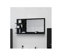 Miroir de salle de bain noir 90x10,5x45 cm bois d'ingénierie