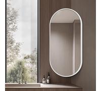Miroir De Salle De Bain Ovale 30x50cm 35x60cm 30x60cm 40x70cm 40x80cm 50 X 90cm Miroir Mural D'angle Pivotant Miroir De Maquillage Mural Rotatif Avec Cadre En Métal Miroir Décoratif(White,W50xL80cm)