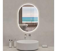 Miroir de salle de bain Ovale 60x80cm, Auto-extinction après 1h + Dimmable + Anti-fog, 6000K Blanc froid