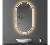 Miroir de salle de bain ovale à DEL à intensité variable, 3 couleurs avec interrupteur intelligent, miroir de courtoisie mural pour maquillage, décoration d'intérieur