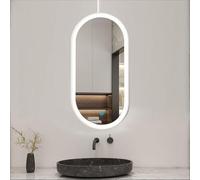 Miroir de Salle de Bain Ovale à LED avec éclairage, Miroir de courtoisie éclairé au Plafond avec Tige de Suspension en métal, Grand Miroir Mural décoratif - Blanc(40cmx60cm)