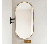 Miroir De Salle De Bain Ovale À LED Miroir Mural Vertical Et Hor Anti-déflagrant Anti-buée pour Salle De Bain Entrée Salon Chambre Décoration Murale(Gold,50 * 80cm/19 * 31in)