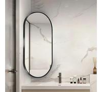 Miroir De Salle De Bain Ovale Miroir D'angle Pivotant Rotatif À 360 °30x60 35x60 40x70 50x80cm Miroir Décoratif Avec Cadre En Aluminium Miroir De Maquillage Rotatif Et Rétractable(Black,W40xH70cm)