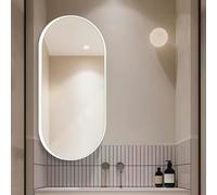 Miroir De Salle De Bain Ovale Miroir Mural D'angle Pivotant 30x60 35x60 40x80 50x80cm Miroir Décoratif Avec Cadre En Métal Miroir De Courtoisie Rotatif À 360 ° HD Antidéflagrant(White,W30xH50cm)