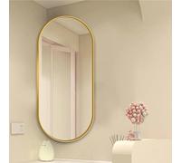 Miroir De Salle De Bain Ovale Miroir Mural D'angle Pivotant 30x60 35x60 40x80 50x80cm Miroir Décoratif Avec Cadre En Métal Miroir De Courtoisie Rotatif À 360 ° HD Antidéflagrant(Gold,W30xH60cm)