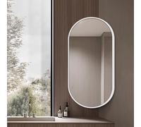 Miroir De Salle De Bain Ovale Miroir Mural D'angle Pivotant Rotatif À 360 ° Miroir Décoratif Avec Cadre En Aluminium Miroir Mural Rotatif Miroir De Maquillage Pour Vestiaire(Silver,W40xH70cm)