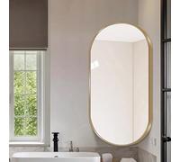 Miroir De Salle De Bain Ovale Miroir Mural D'angle Pivotant Rotatif À 360 ° Miroir Décoratif Avec Cadre En Aluminium Miroir Mural Rotatif Miroir De Maquillage Pour Vestiaire(Gold,W40xH70cm)