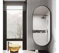 Miroir de Salle de Bain Ovale Miroir rétractable Maquillage Cadre métallique Noir/Blanc pivotant à 360° for décoration Chambre à Coucher l'entrée Salon(White,40x80cm/16x32in)