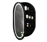 Miroir de salle de bain ovale mural avec lumière - Armoire de rangement élégante et fonctionnelle pour salle de bain - Design compact idéal pour la décoration moderne