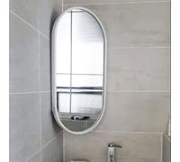 Miroir de salle de bain ovale pivotant - 40 x 90 cm - HD anti-explosion - Cadre en aluminium blanc - Miroir d'angle mural pour une décoration d'intérieur élégante et un gain de place