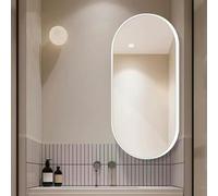 Miroir De Salle De Bain Ovale Rotatif, Miroir De Maquillage Miroir Montage Murale Cadre Alliage Aluminium Doré, Miroir Cosmétique Miroirs Toilette Horizontal Ou Vertical(White,W35xL60cm)